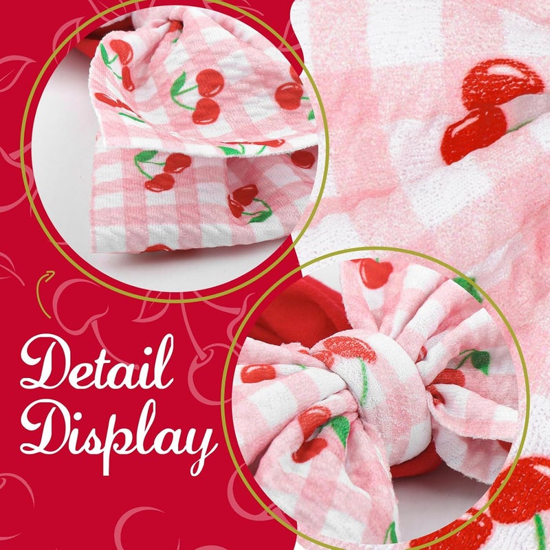 ONENINEDREAM 2 Pcs Baby Girl Headbands 6’’ Red Bows Cherry Hair Accessories Summer Outfits for Newborn Infant Toddler Girls Clothes - Image 5